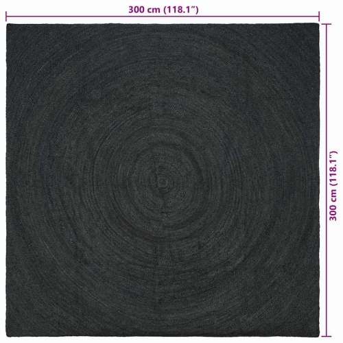 Områdetæppe i jute - mørkegrå 300 × 300 cm, håndvævet