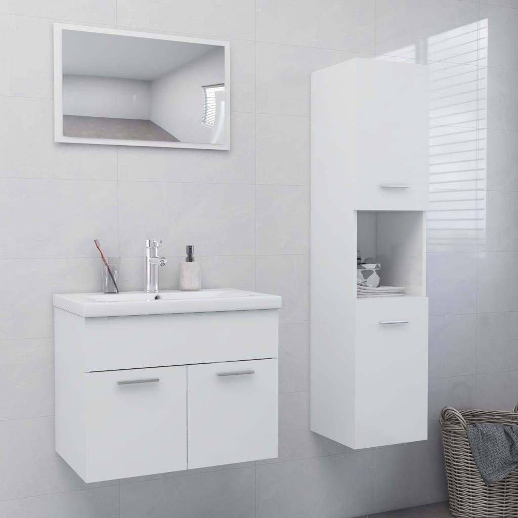 Billede af Badeværelsesmøbelsæt spånplade hvid højglans