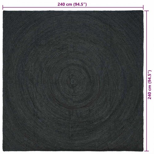 Områdetæppe i jute - mørkegrå 240 × 240 cm