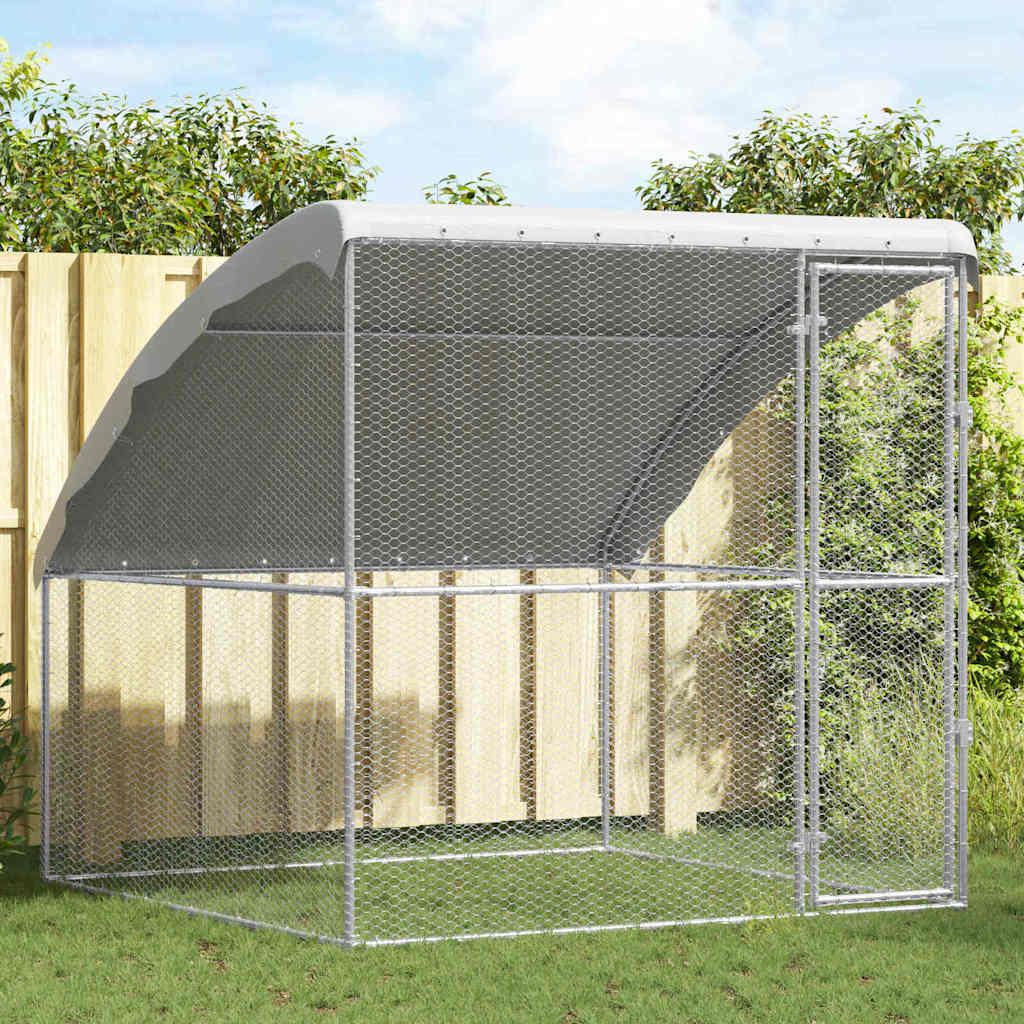 Hønsebur 2 x 2 x 2 m - sølv, galvaniseret stål