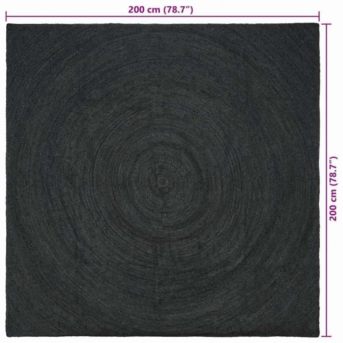 Områdetæppe i jute - mørkegrå 200 x 200 cm, håndvævet