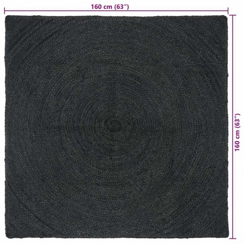 Områdetæppe i jute - mørkegrå 160 × 160 cm