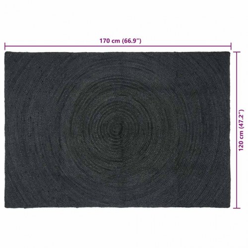 Områdetæppe i jute - mørkegrå 120 × 170 cm