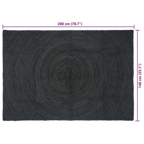 Områdetæppe i jute - mørkegrå 140 × 200 cm, håndvævet