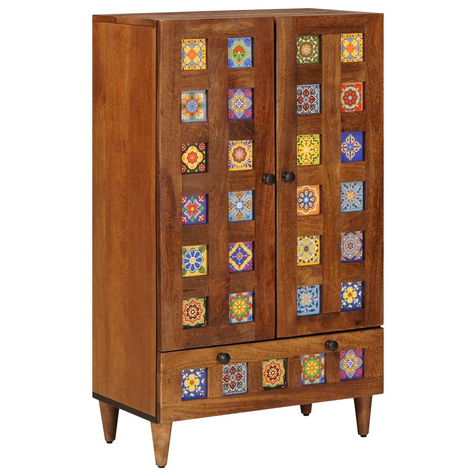 Highboard med skuffe Valnød 60 x 33,5 x 100 cm Massivt mangotræ
