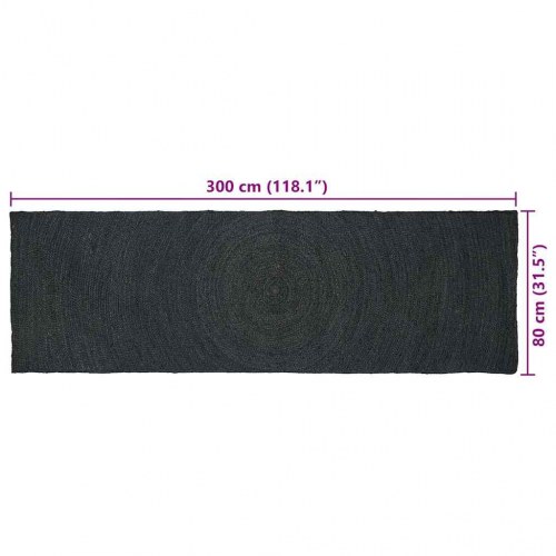 Områdetæppe i jute - mørkegrå 80 × 300 cm løber