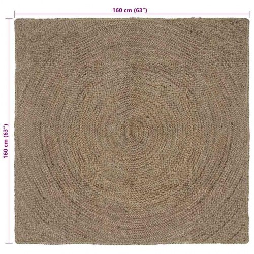 Områdetæppe i jute - grå 160 × 160 cm, håndvævet