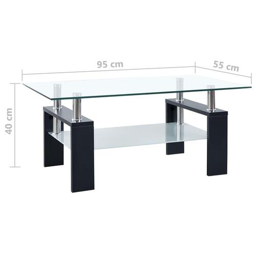 Sofabord 95x55x40 cm hærdet glas sort og transparent