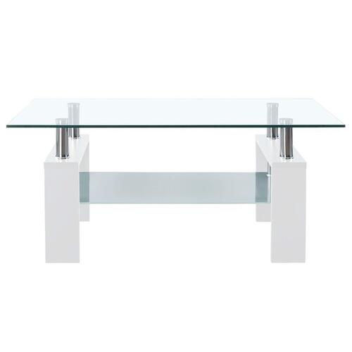 Sofabord 95x55x40 cm hærdet glas hvid og transparent
