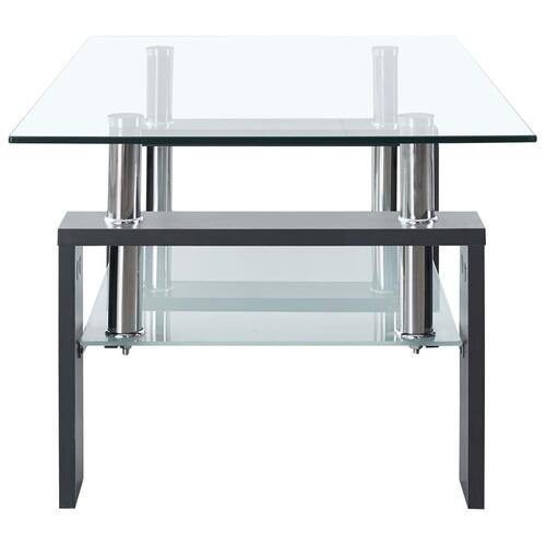 Sofabord 95x55x40 cm hærdet glas grå og transparent