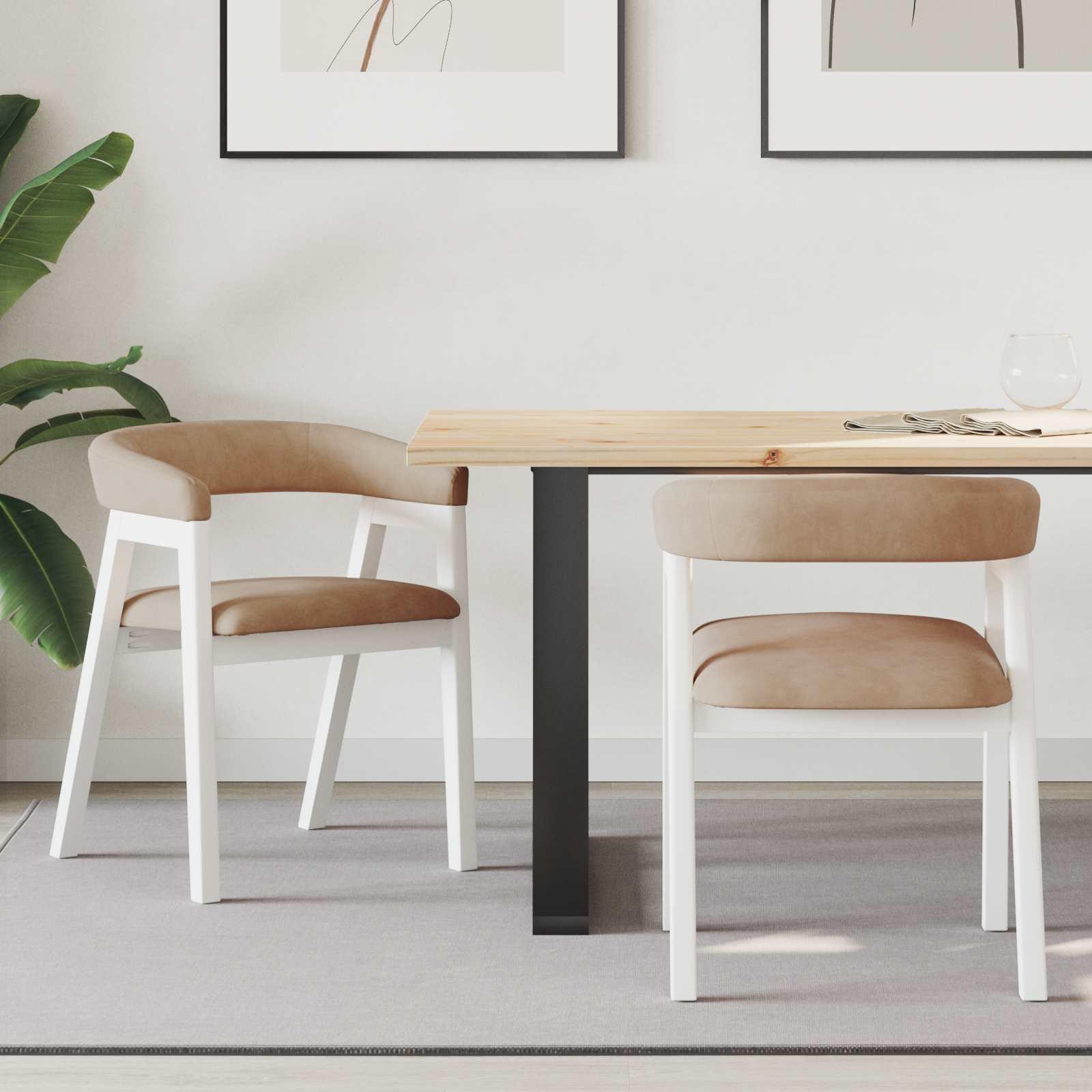 Spisestole 2 stk Hvid 54 x 57 x 73 cm Massiv gummitræ