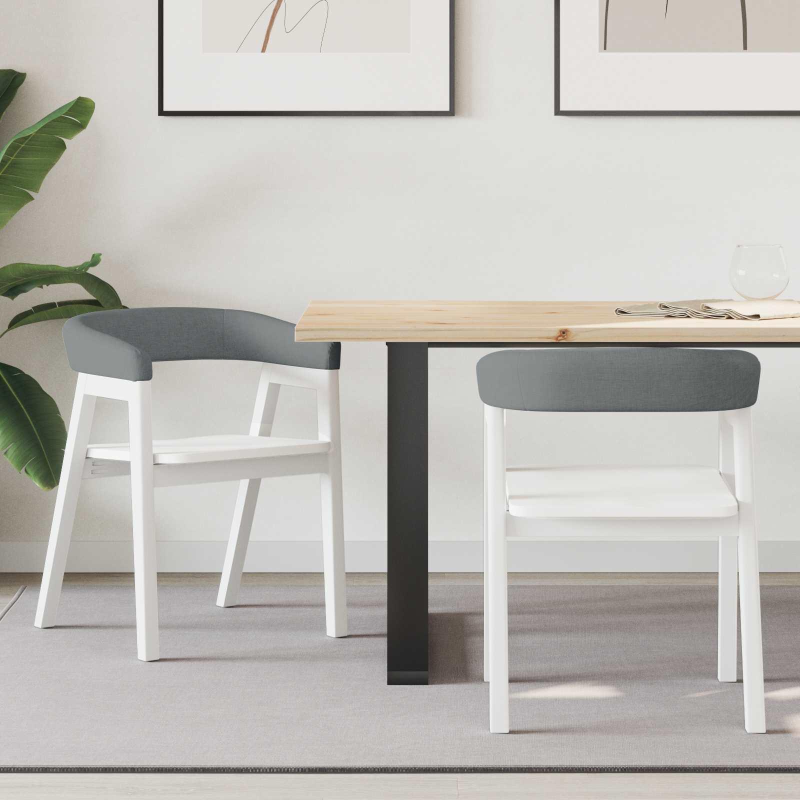 Spisestole 2 stk Hvid 54 x 57 x 73 cm Massiv gummitræ