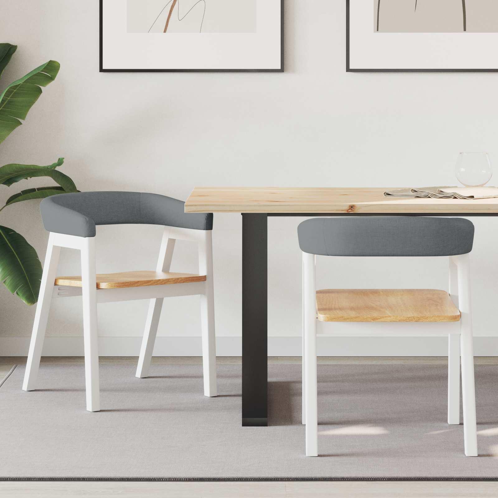 Spisestole 2 stk Hvid 54 x 57 x 73 cm Massiv gummitræ