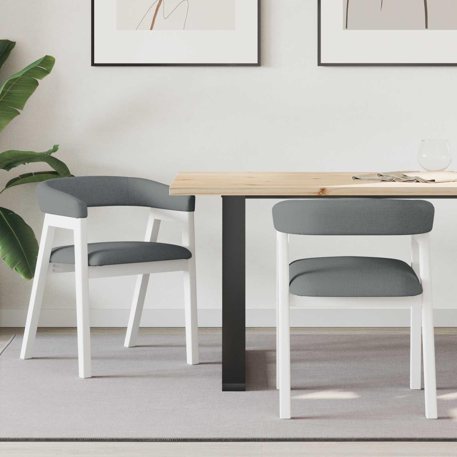 Spisestole 2 stk Hvid 54 x 57 x 73 cm Massiv gummitræ