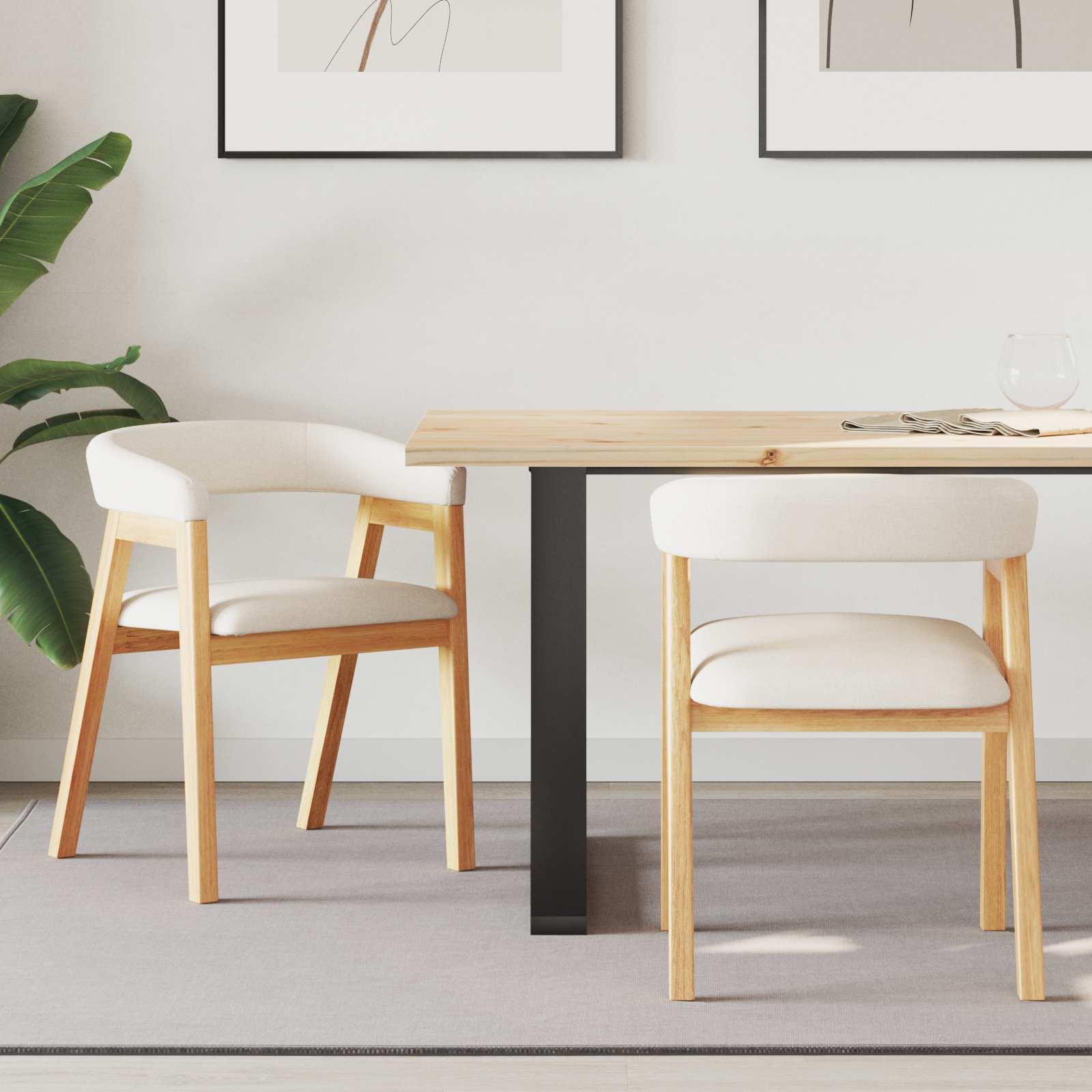 Spisestole 2 stk Naturfarvet 54 x 57 x 73 cm Massiv gummitræ