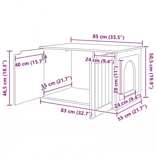 Kat Hus Hvid 85 x 55 x 50 cm Konstrueret træ