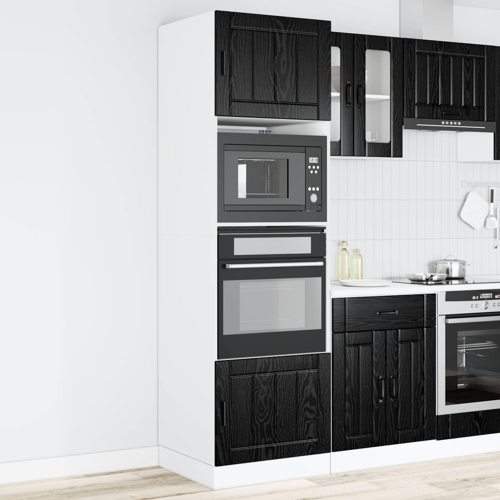 Køkkenskab Sort eg 60 x 57 x 207 cm Konstrueret træ