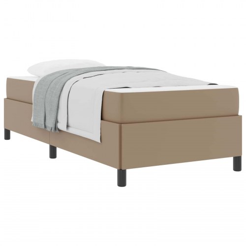 Sengestel med madras - cappuccino stof 80 x 200 cm