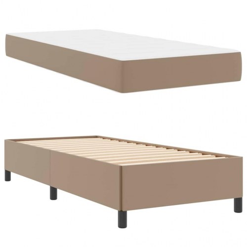 Sengestel med madras - cappuccino stof 80 x 200 cm