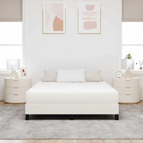 Sengemadras med madras Creme 140 x 190 cm Stof