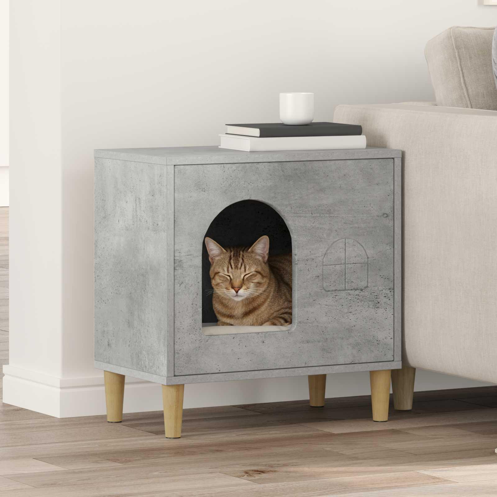 Kat Hus Beton 51 x 30 x 52 cm Konstrueret træ