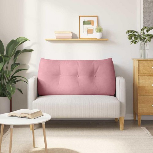 Rygpude i fløjl - lyserød 120 × 24 × 50 cm med sidelomme