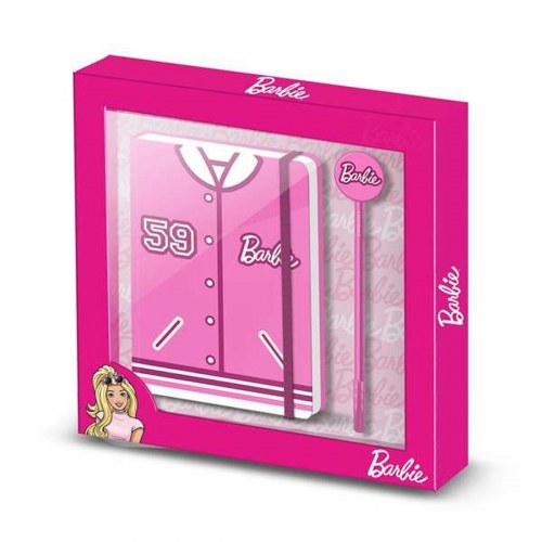 Barbie dagbog med kuglepen - pink, 22,4 × 2,2 × 23,2 cm