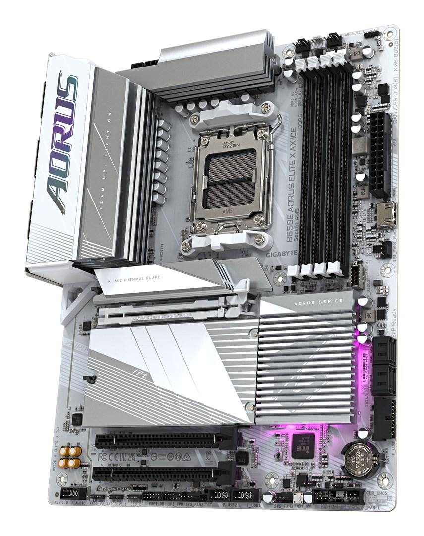Gigabyte B650E Aorus Elite X AX ICE bundkort – AM5, DDR5, Wi‑Fi 6E billede