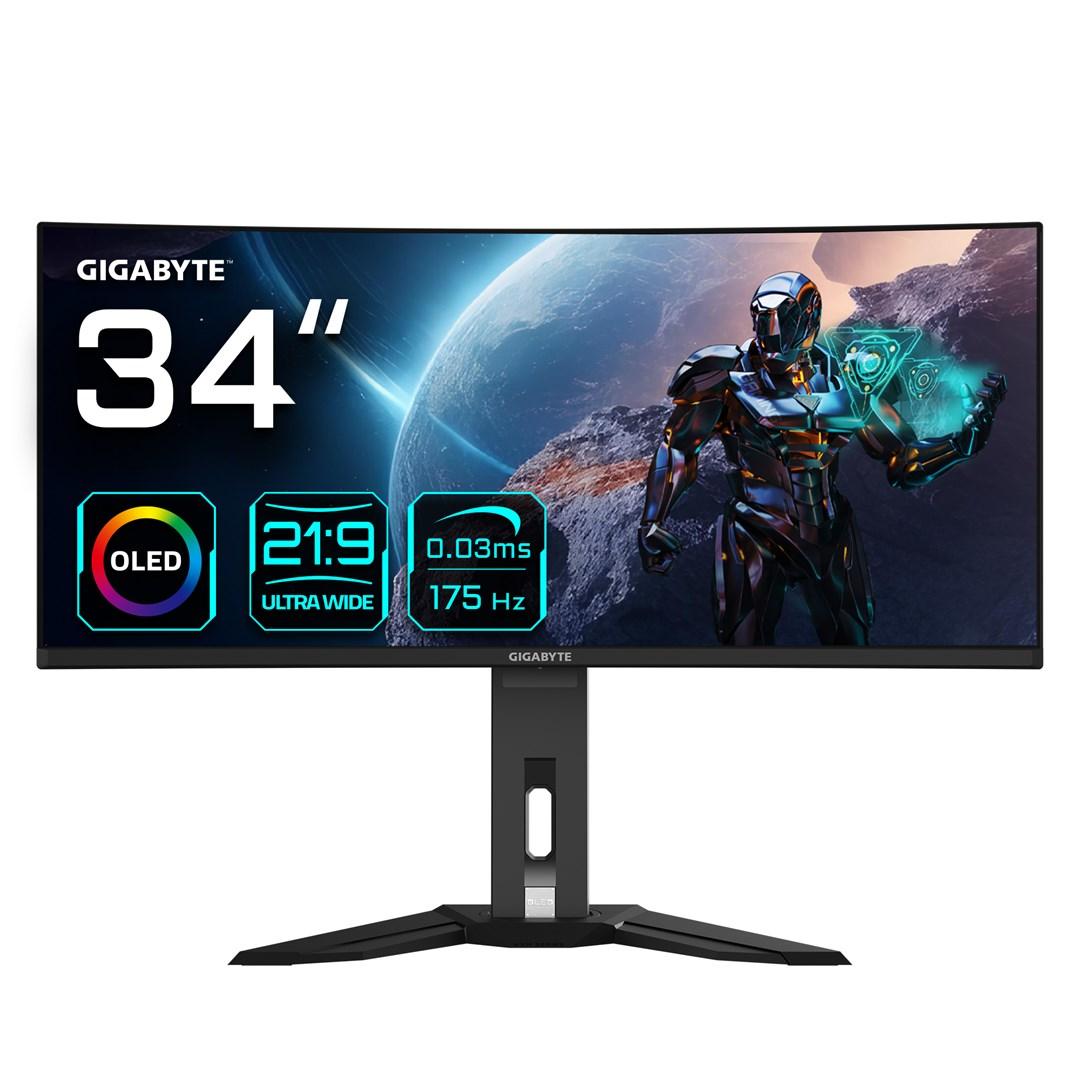 Gigabyte MO34WQC 34" OLED WQHD buet gaming-skærm - 3440×1440, 175 Hz, 0,03 ms, KVM, FreeSync Premium Pro billede