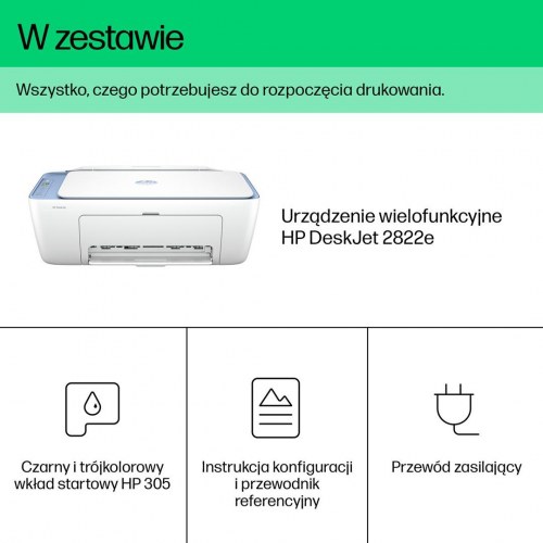 HP DeskJet 2822e trådløs alt-i-én farveprinter, kopimaskine og scanner - Blue Breeze