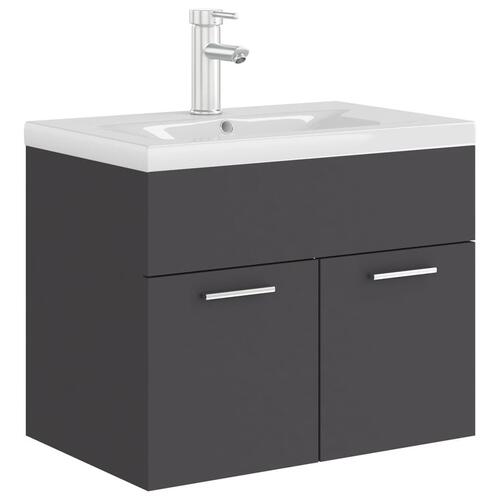 Vaskeskab med indbygget håndvask spånplade grå