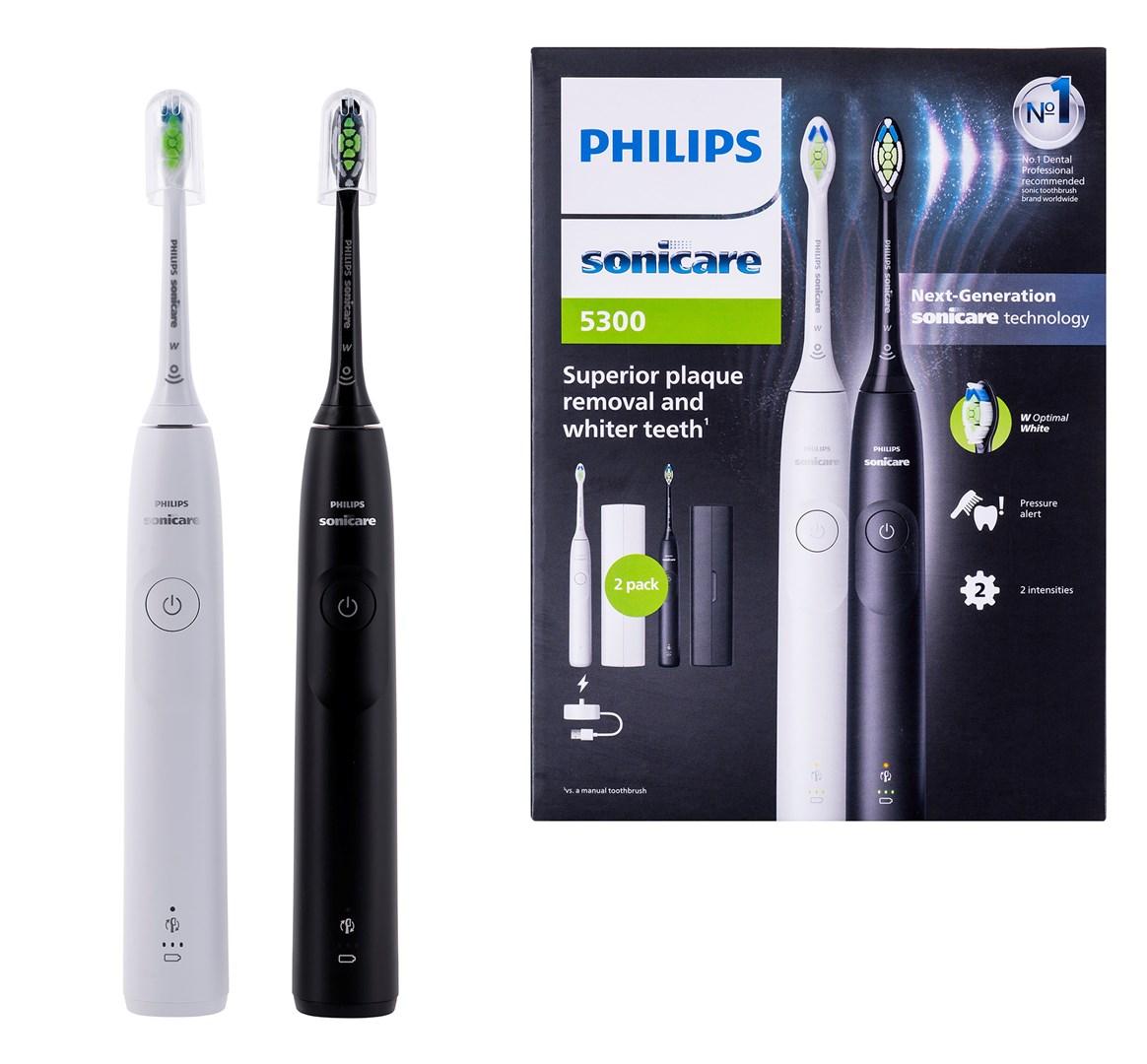 Philips Sonicare 5300 elektrisk tandbørste 2-pack (hvid/sort)