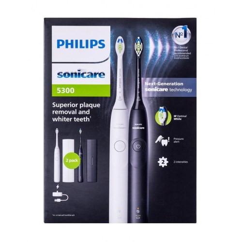 Philips Sonicare 5300 elektrisk tandbørste – 2-pack (hvid/sort)