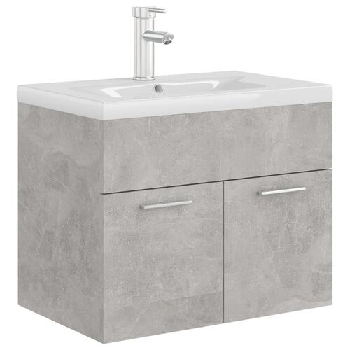 Vaskeskab med indbygget håndvask spånplade betongrå