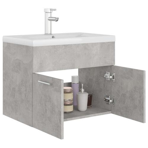 Vaskeskab med indbygget håndvask spånplade betongrå