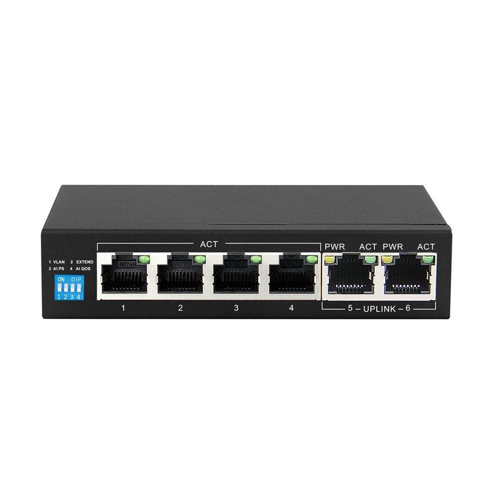 Extralink KRIOS PoE-switch – 4x Gigabit PoE/PoE+, 2x Gigabit uplink, 60 W billede