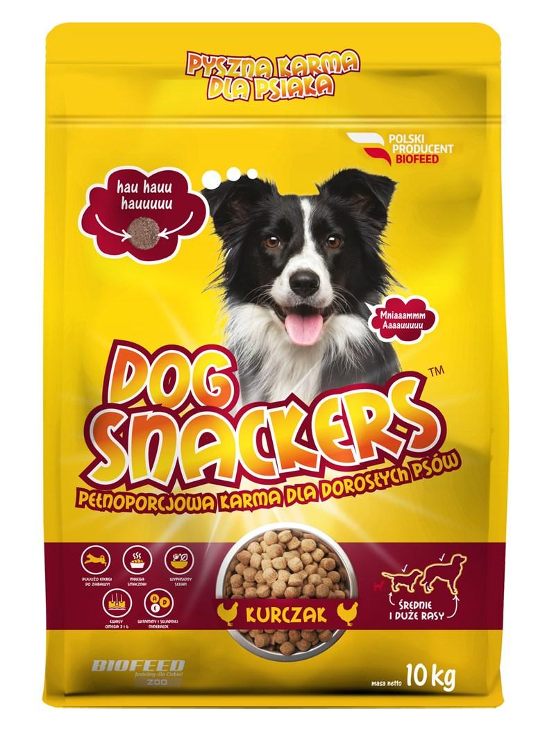 BIOFEED Dog Snackers Adult – tørfoder med kylling til mellem og store hunde, 10 kg