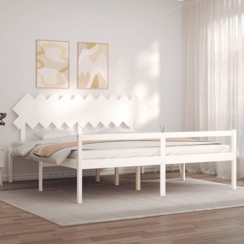 Seniorseng med sengegavl 200 x 200 cm - hvid