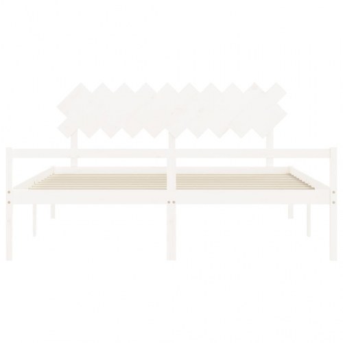 Seniorseng med sengegavl 200 x 200 cm - hvid