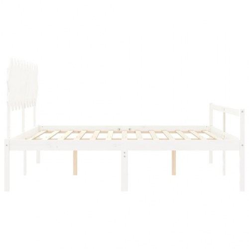 Seniorseng med sengegavl 200 x 200 cm - hvid