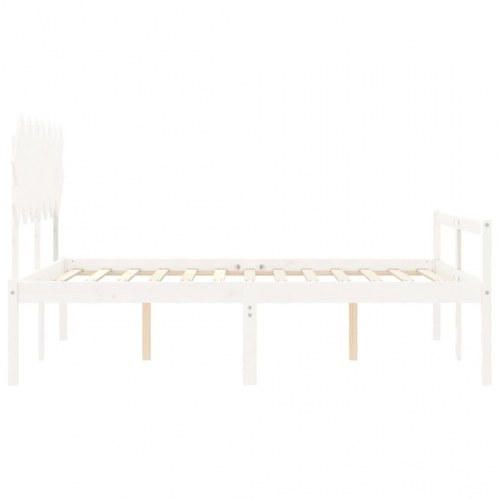 Seniorseng med sengegavl 140 x 200 cm i massivt fyrretræ - hvid