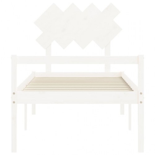 Seniorseng med sengegavl 90x200 cm massivt træ hvid