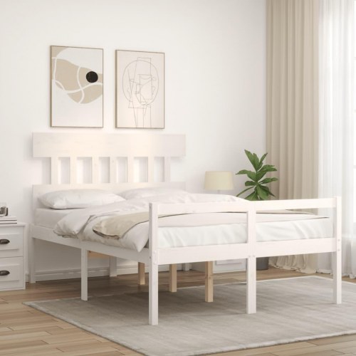 Seniorseng med sengegavl 140 x 200 cm - hvid