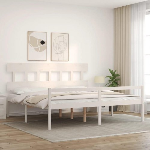 Seniorseng med sengegavl 200 x 200 cm - hvid