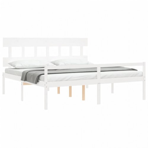 Seniorseng med sengegavl 200 x 200 cm - hvid