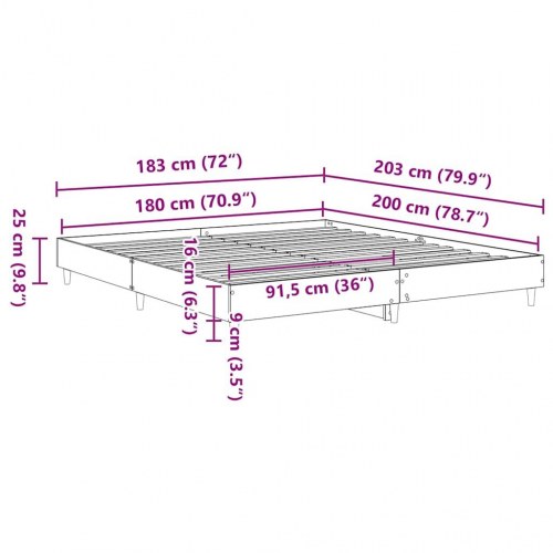 Sengeramme 180 x 200 cm med lameller - kunsteg