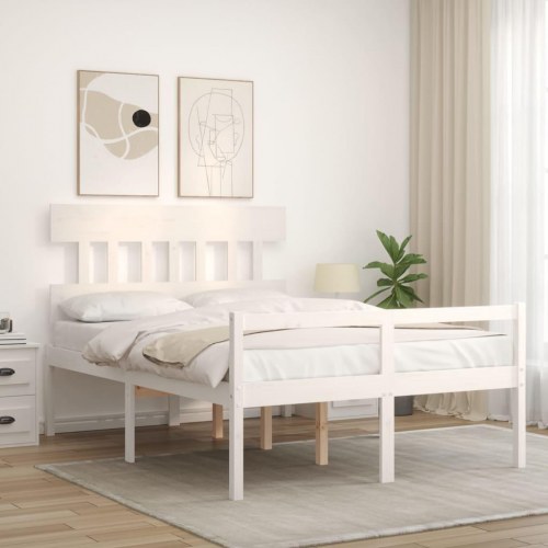 Seniorseng med sengegavl i massivt fyrretræ 120 x 190 cm - hvid