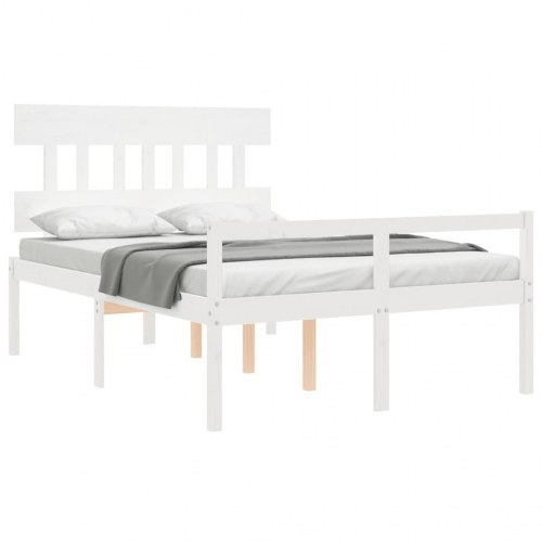 Seniorseng med sengegavl i massivt fyrretræ 120 x 190 cm - hvid