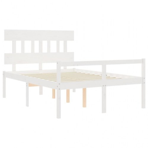 Seniorseng med sengegavl i massivt fyrretræ 120 x 190 cm - hvid