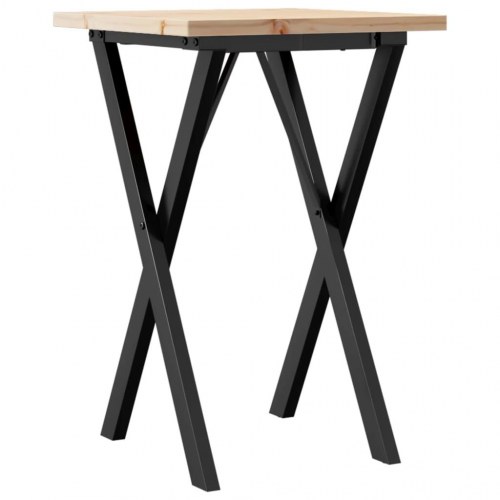 Spisebord 50 x 50 x 75,5 cm med X-stel i massivt fyrretræ og stål